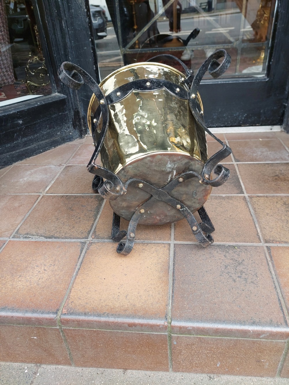 Arts and Crafts Brass and Wrought Iron Planter View V