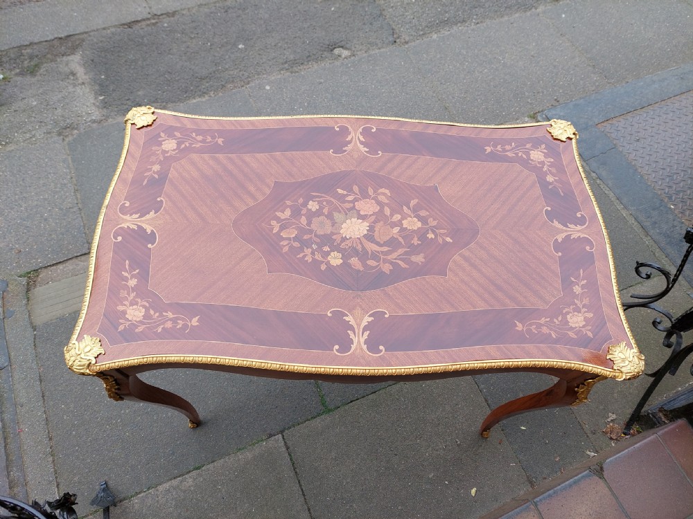 Early 20thC French Kingwood and Sycamore Floral Marquetry Writing Table View IV