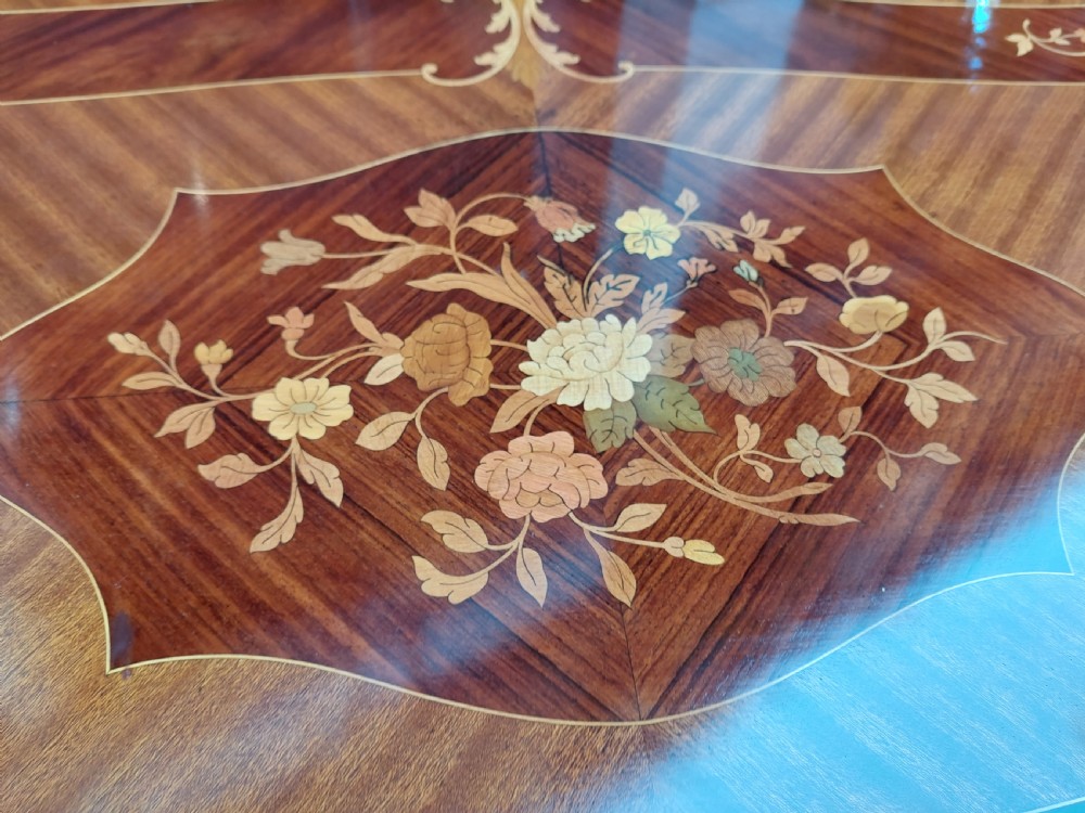 Early 20thC French Kingwood and Sycamore Floral Marquetry Writing Table View VIII