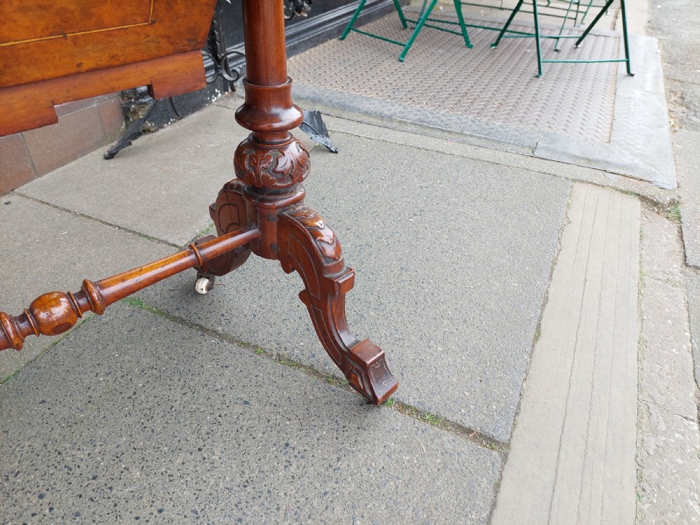 Victorian Burr Walnut Games Sewing Table View III