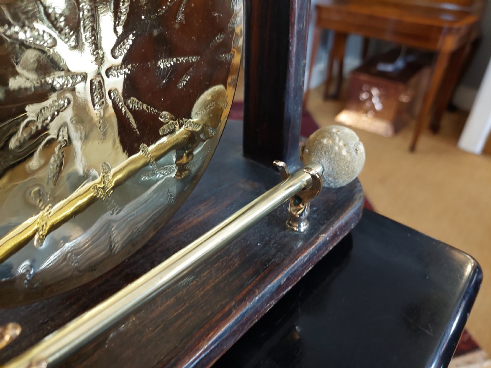 1920's Oak and Brass Table Dinner Gong View IV