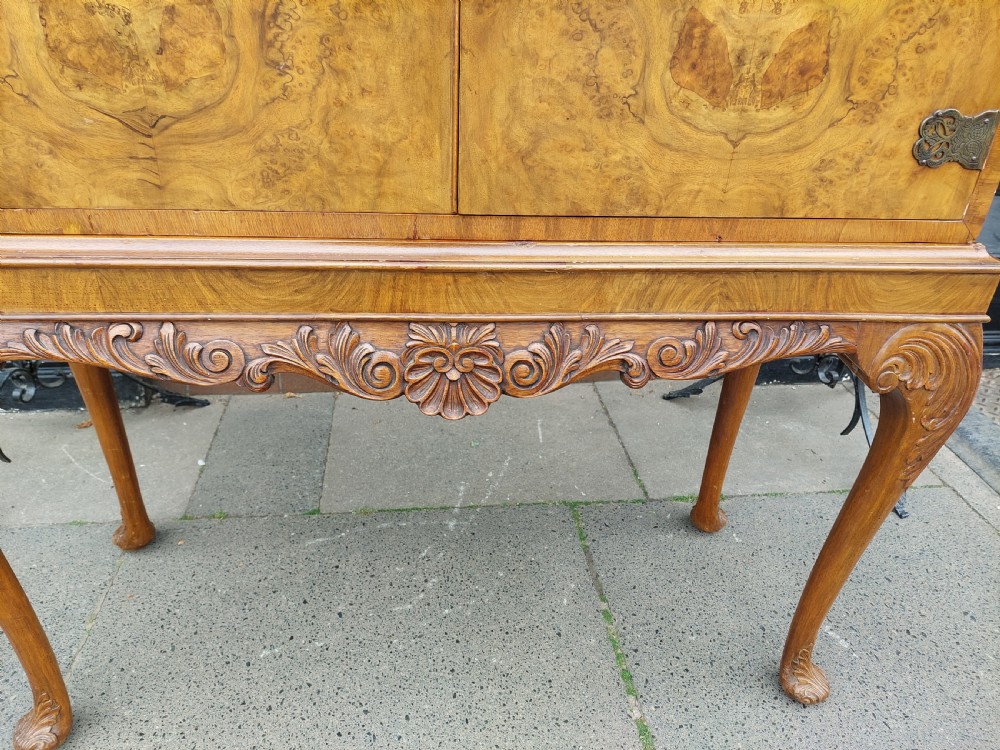 1920's Art Deco Burr Walnut Cocktail Drinks Cabinet View III
