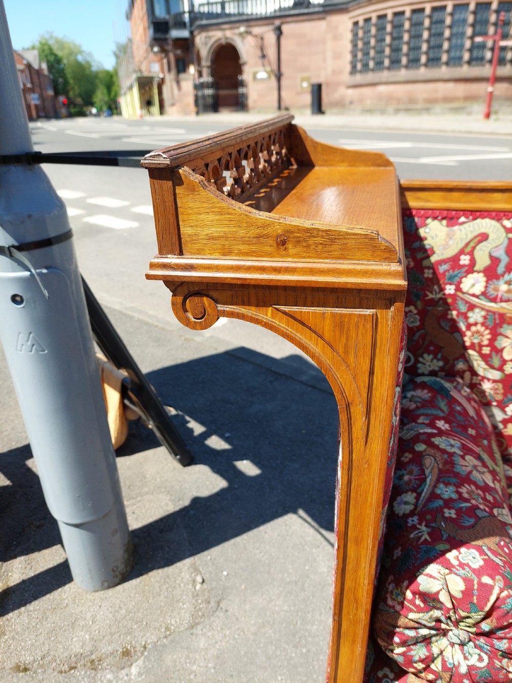 Late 19thC Arts and Crafts Oak Window Seat View VI
