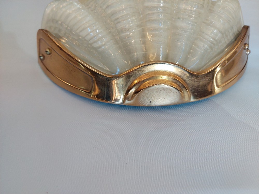 Pair of Art Deco Clam Shell Frosted Glass Wall Lamps View III