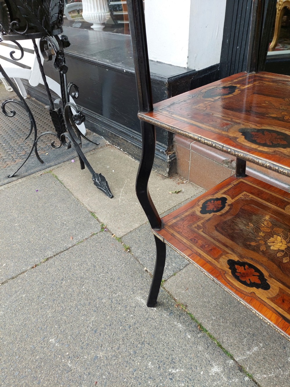 Late Victorian Marquetry Whatnot Stand View VI