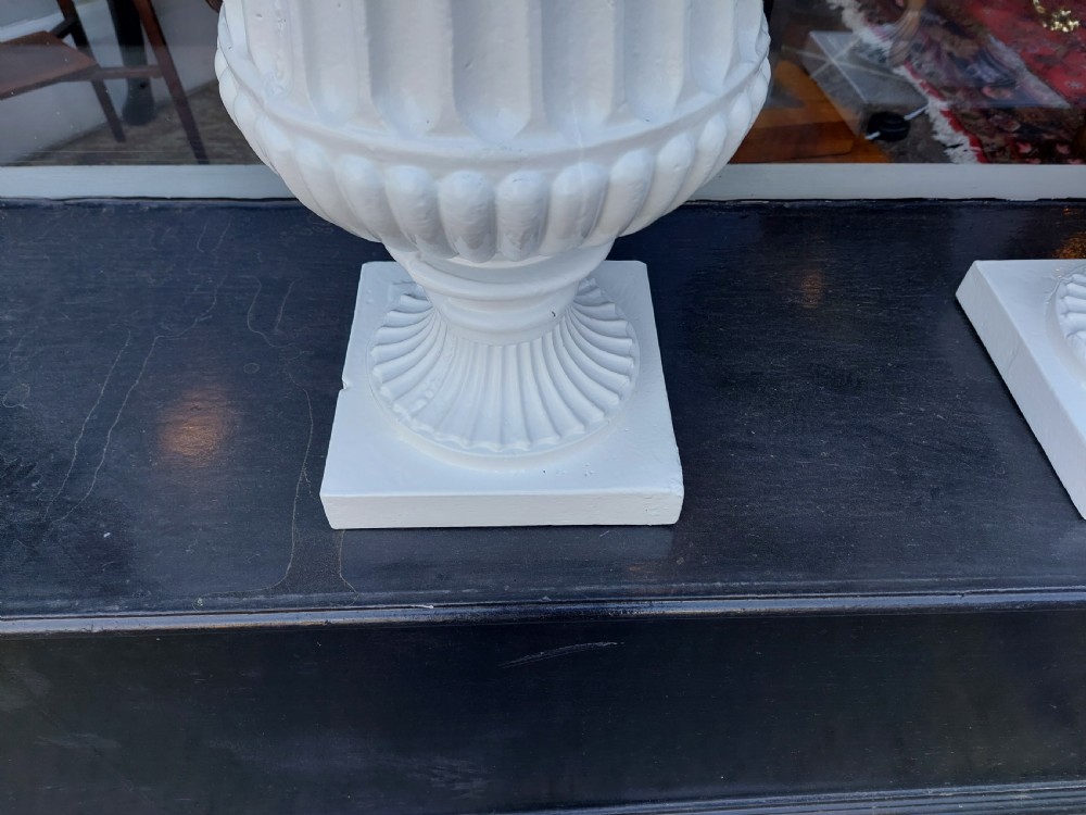 Pair Victorian Cast Iron Garden Campana Urns View II