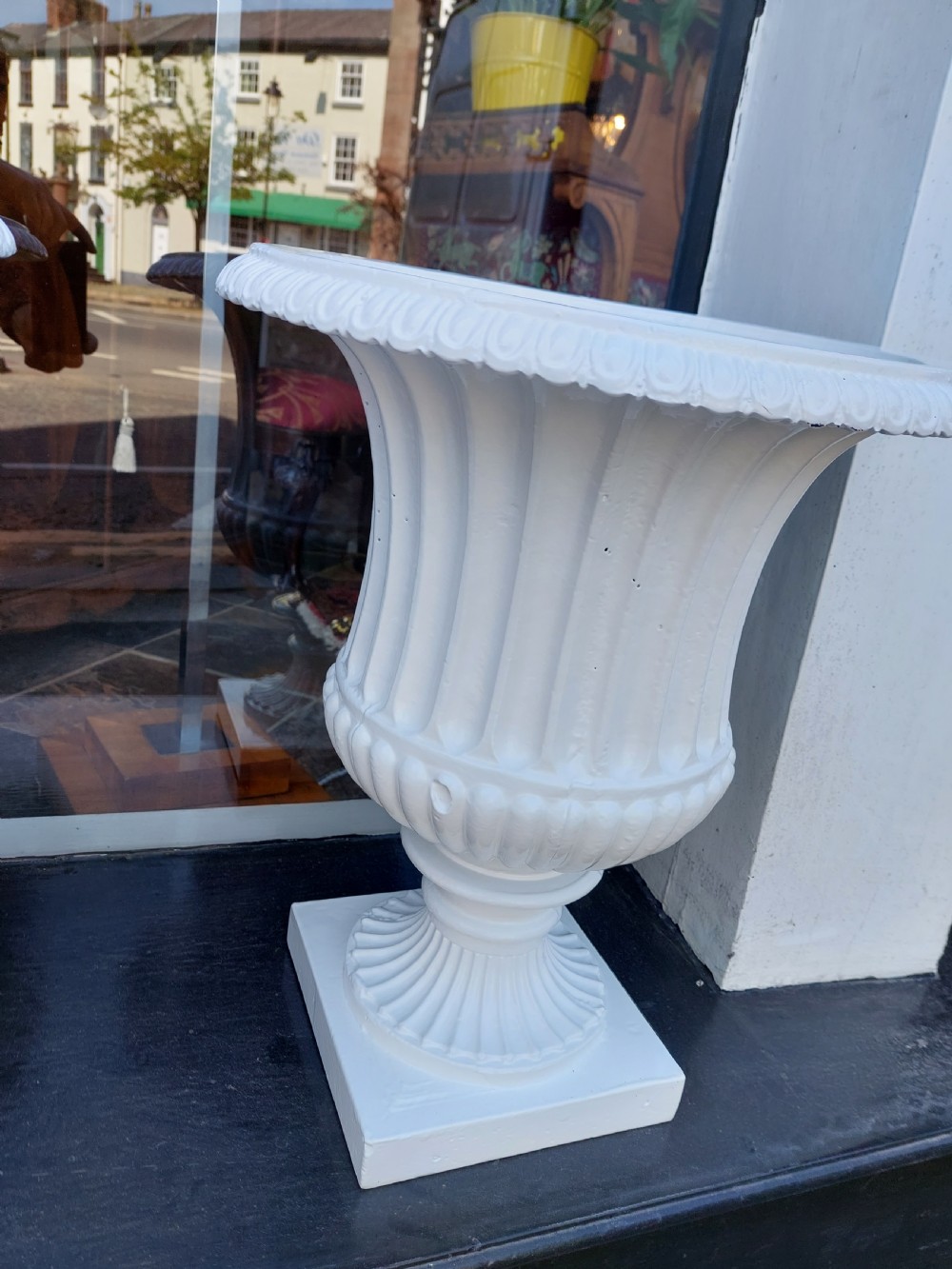 Pair Victorian Cast Iron Garden Campana Urns View V