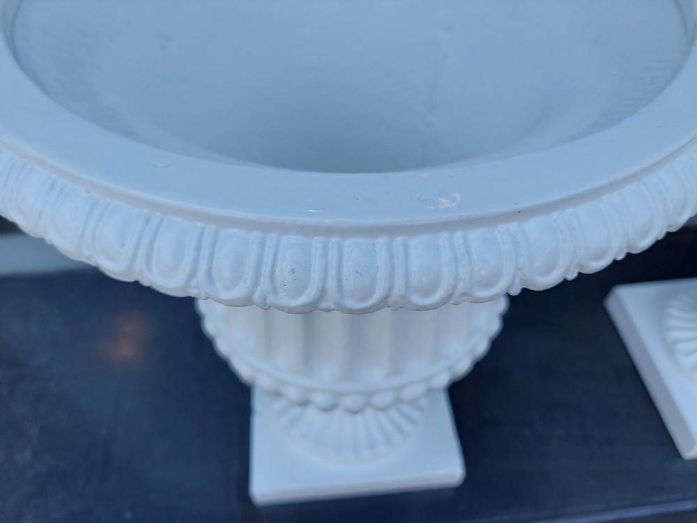 Pair Victorian Cast Iron Garden Campana Urns View VII