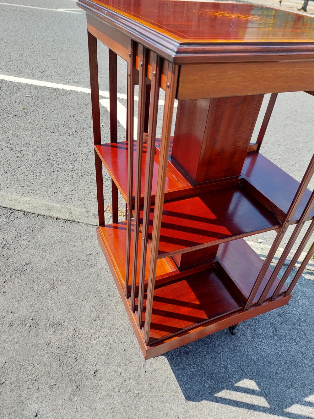 Edwardian Mahogany Inlaid Revolving Bookcase View V