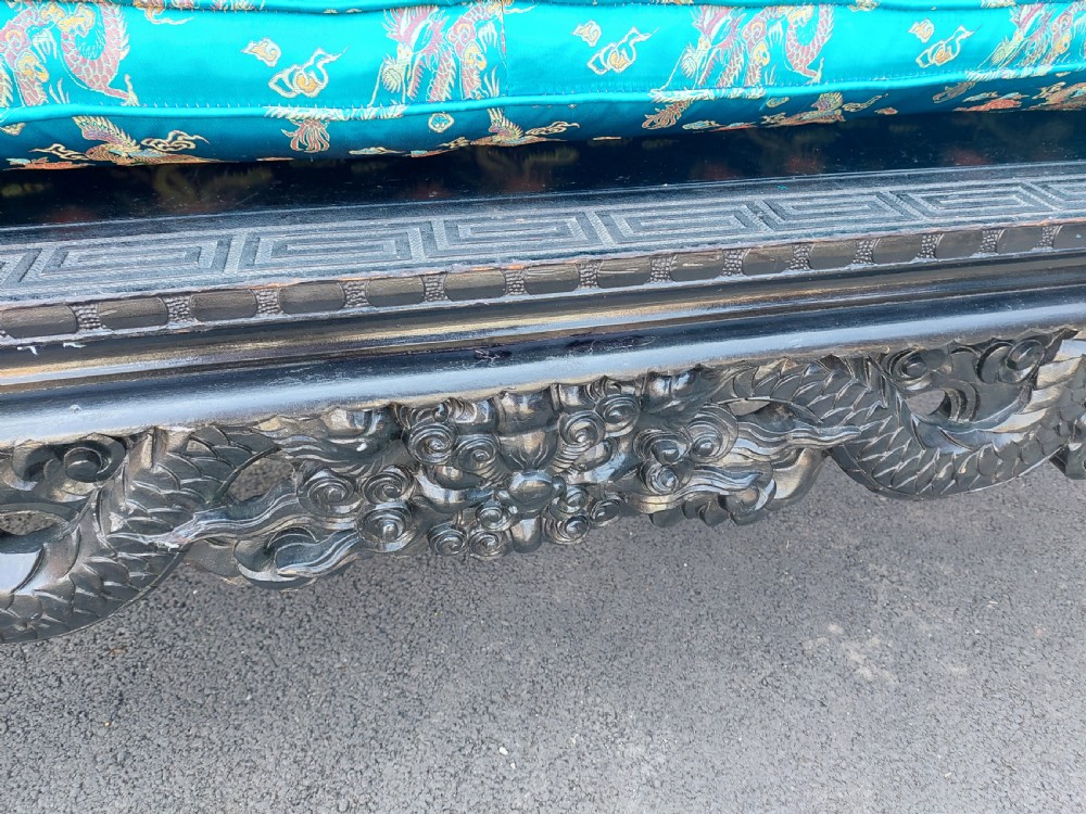 Large Chinese Carved Hard Wood Hall Bench View VIII