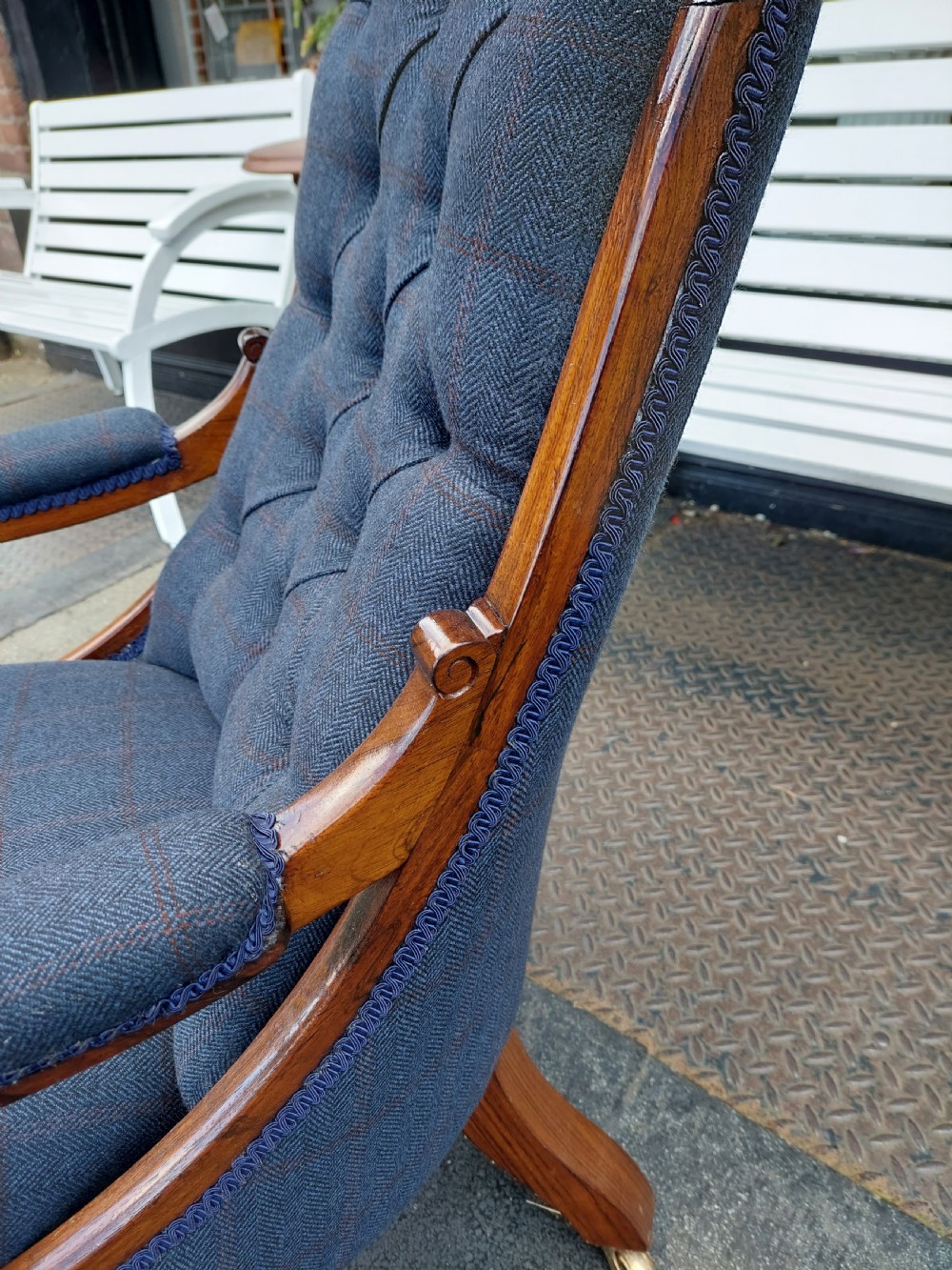 William IV Rosewood Easy Arm Chair View VII