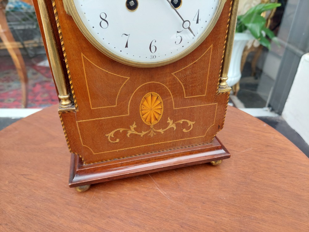 Early 20thC Mahogany and Boxwood Inlaid Mantel Clock View II