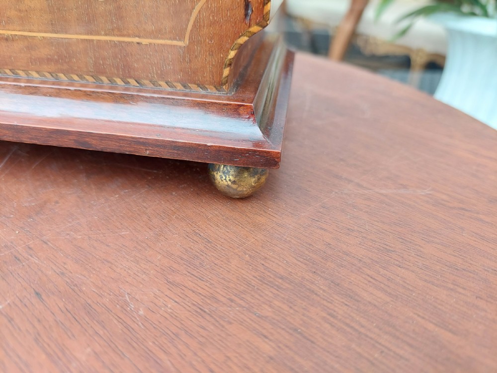 Early 20thC Mahogany and Boxwood Inlaid Mantel Clock View V