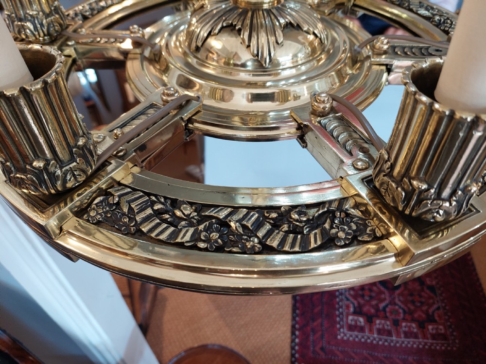 Late 19thC French Brass Wheel Chandelier View II