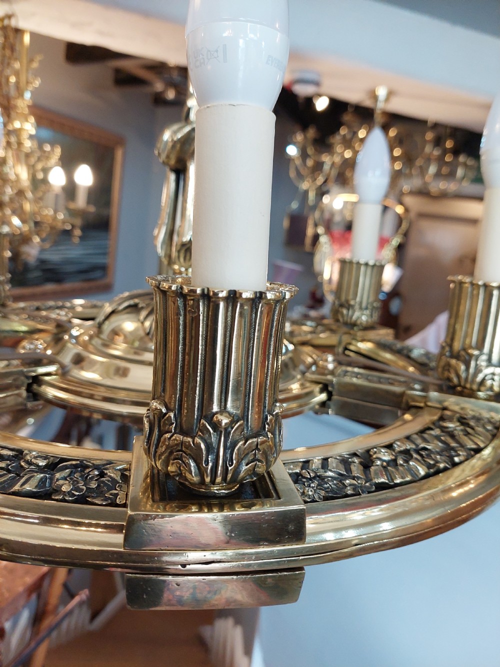 Late 19thC French Brass Wheel Chandelier View III