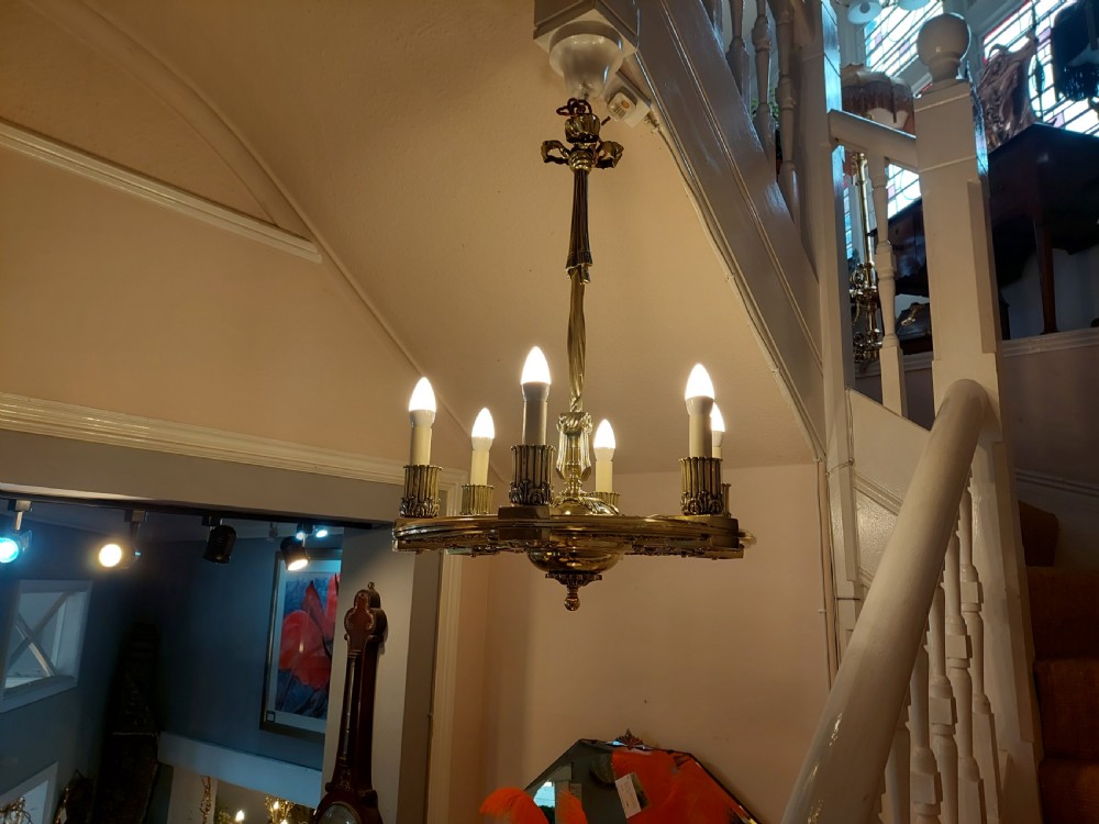 Late 19thC French Brass Wheel Chandelier View VII