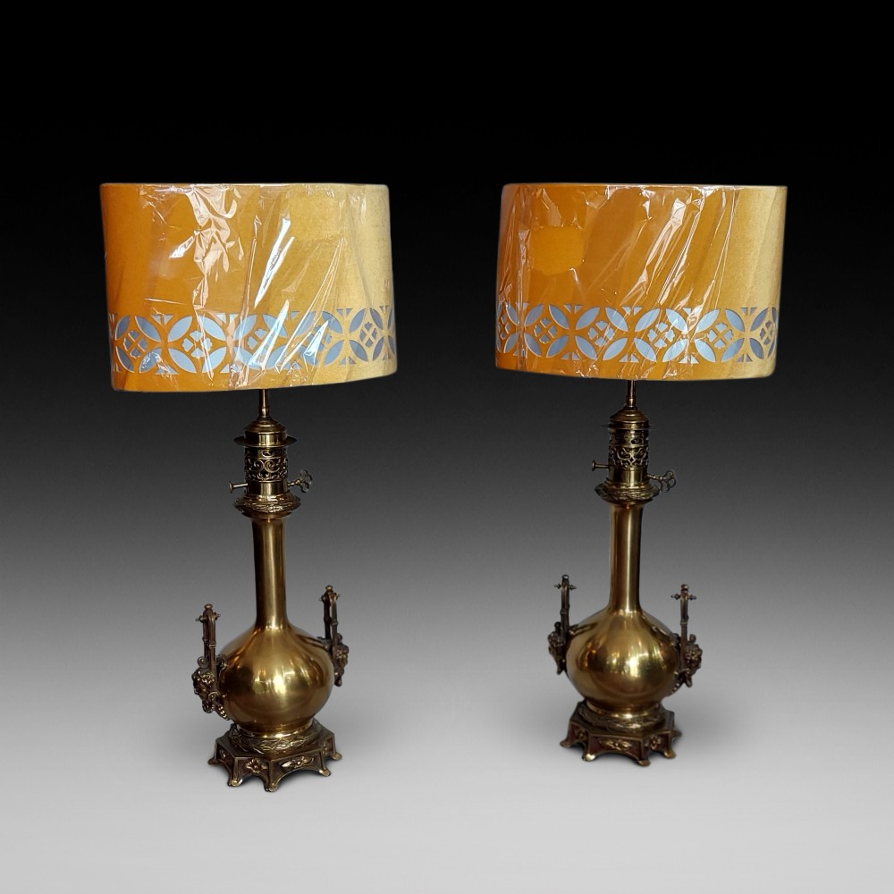 Pair of Early 20thC Brass Table Lamps