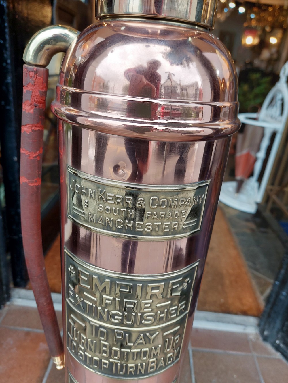1920's Empire Brass Fire Extinguisher, by John Kerr & Co. Manchester View II