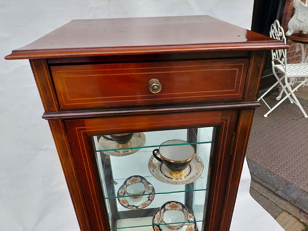 Edwardian Mahogany Narrow Vitrine Display Cabinet  View III