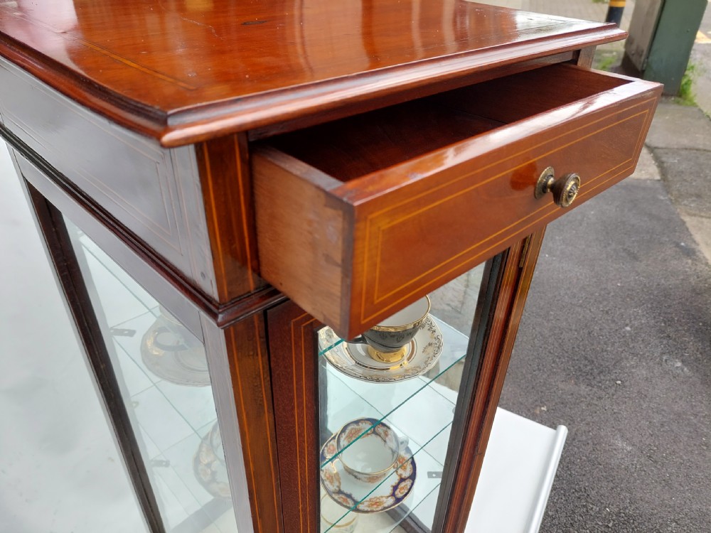 Edwardian Mahogany Narrow Vitrine Display Cabinet  View IV