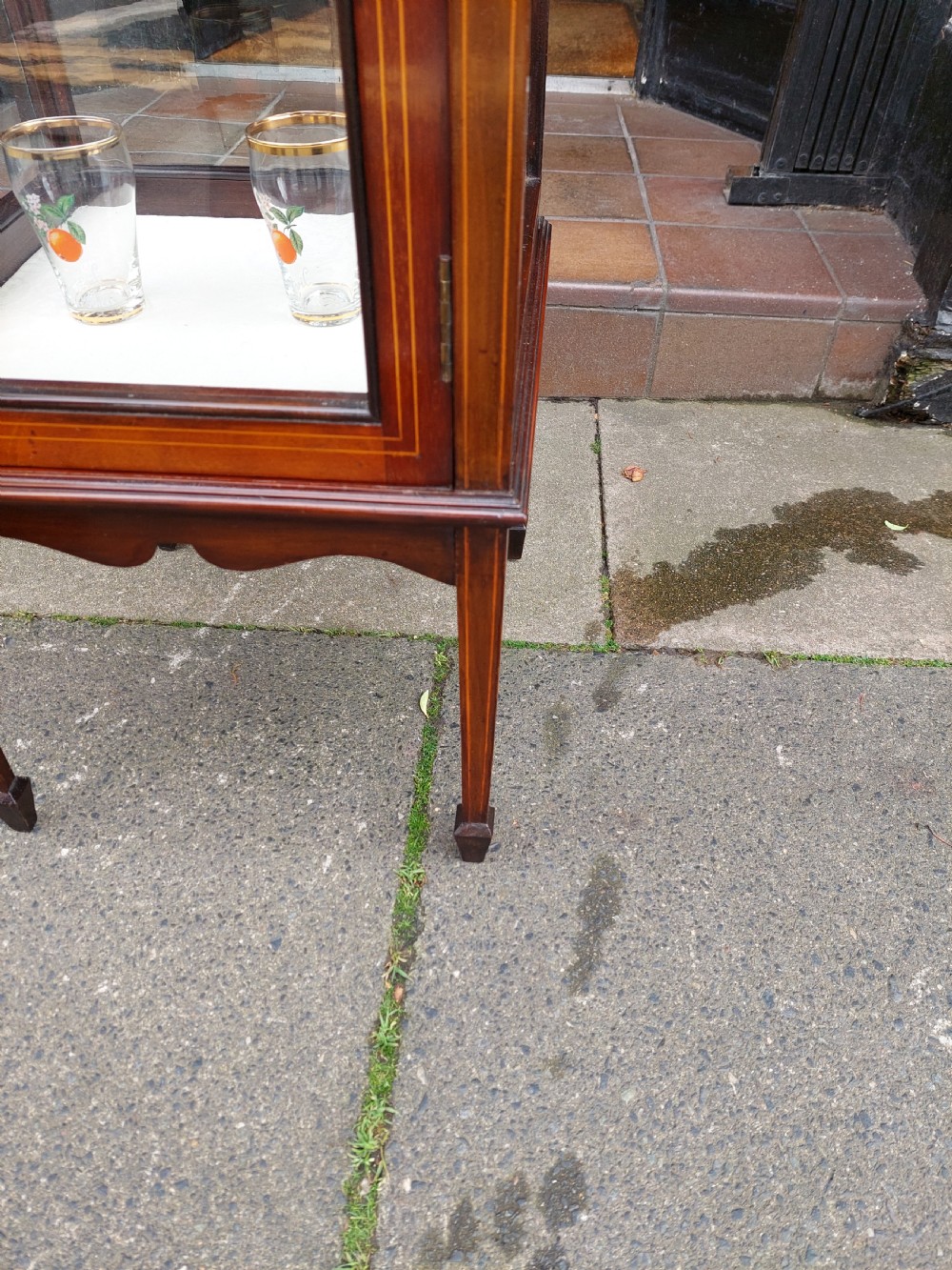 Edwardian Mahogany Narrow Vitrine Display Cabinet  View VI