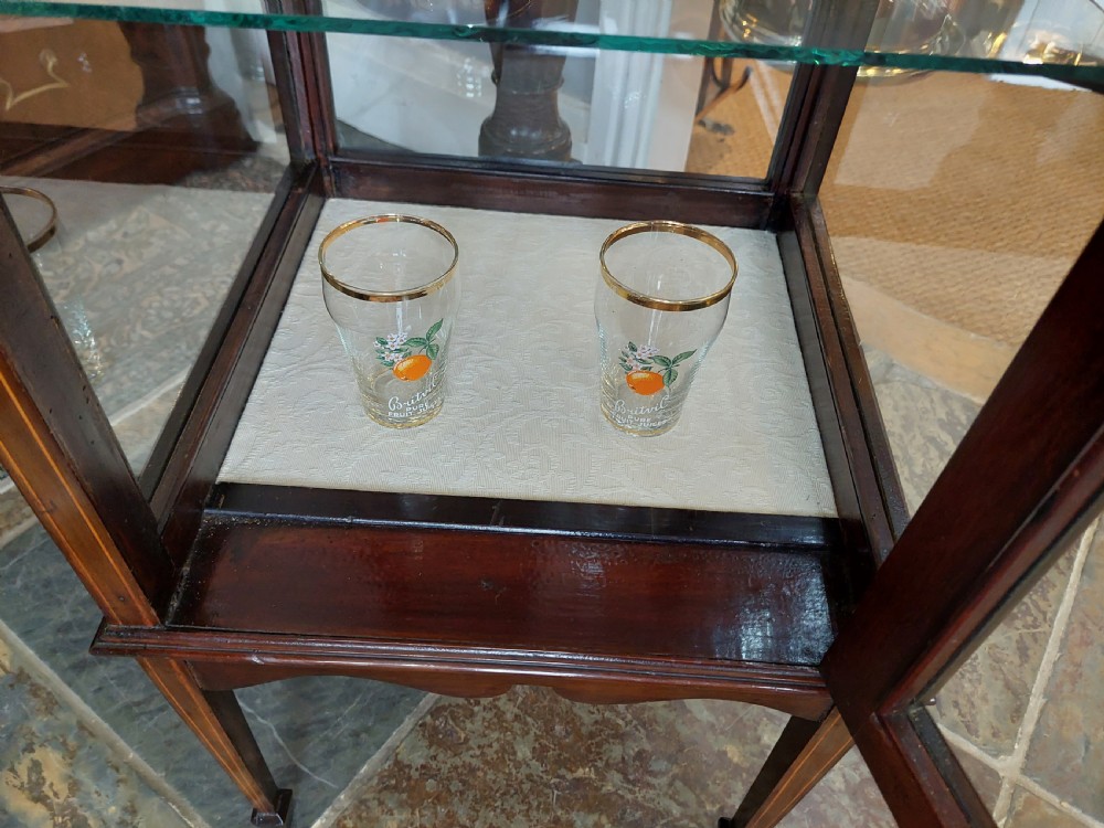 Edwardian Mahogany Narrow Vitrine Display Cabinet  View X