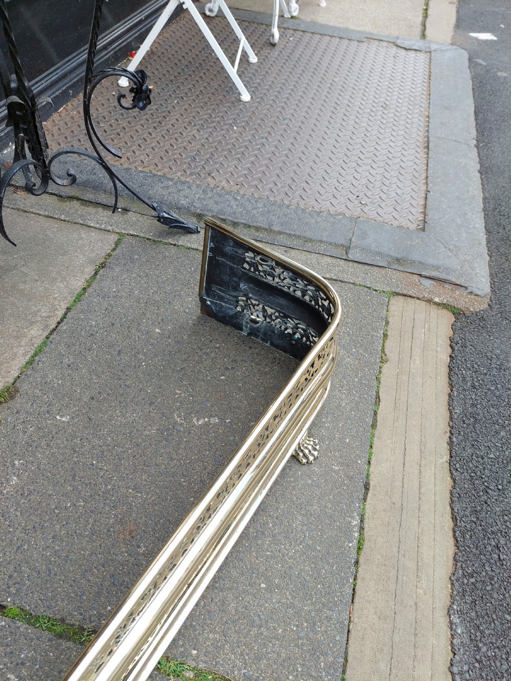 19th century pierced brass fender View II