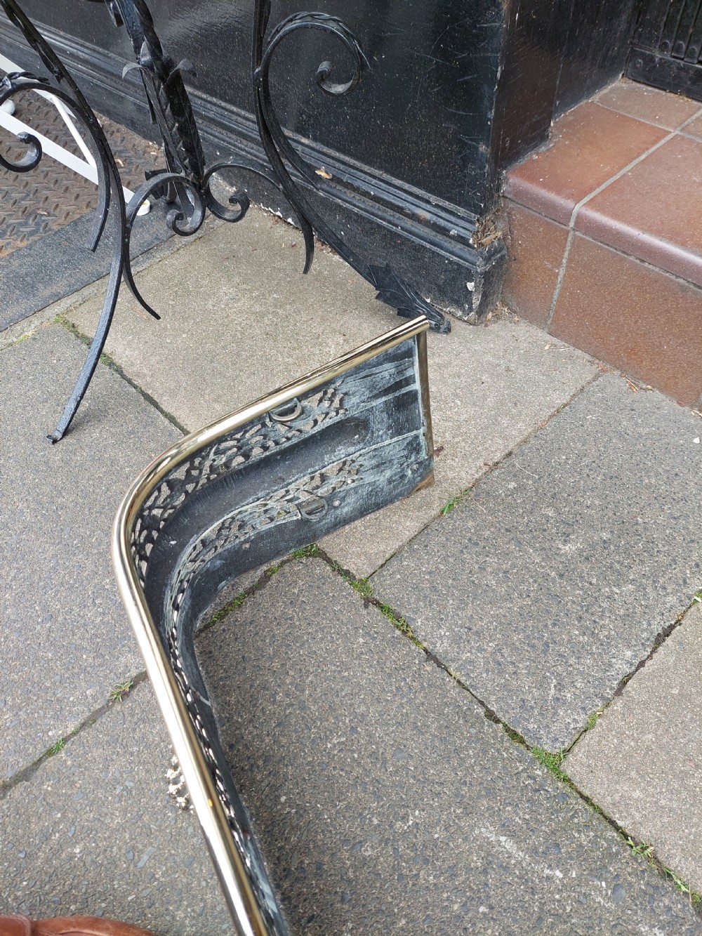19th century pierced brass fender View III