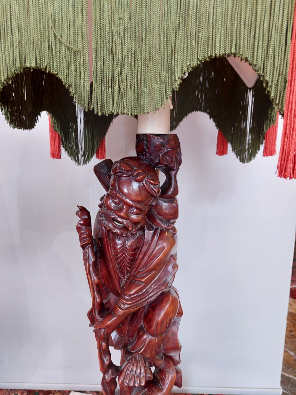 Pair of Chinese Carved Rootwood Figural Lamp Bases View II