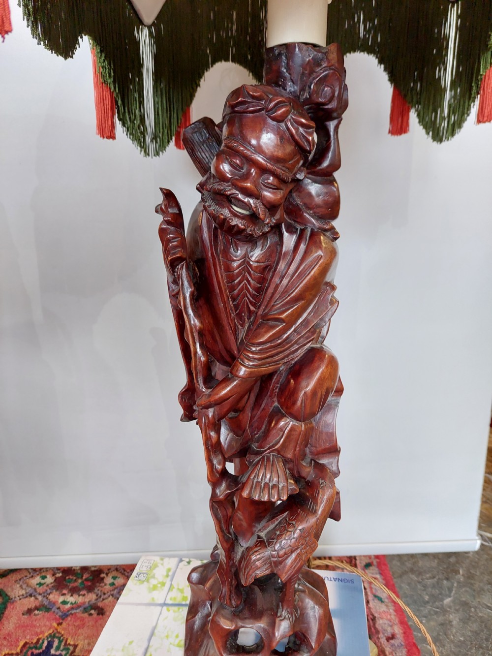 Pair of Chinese Carved Rootwood Figural Lamp Bases View III