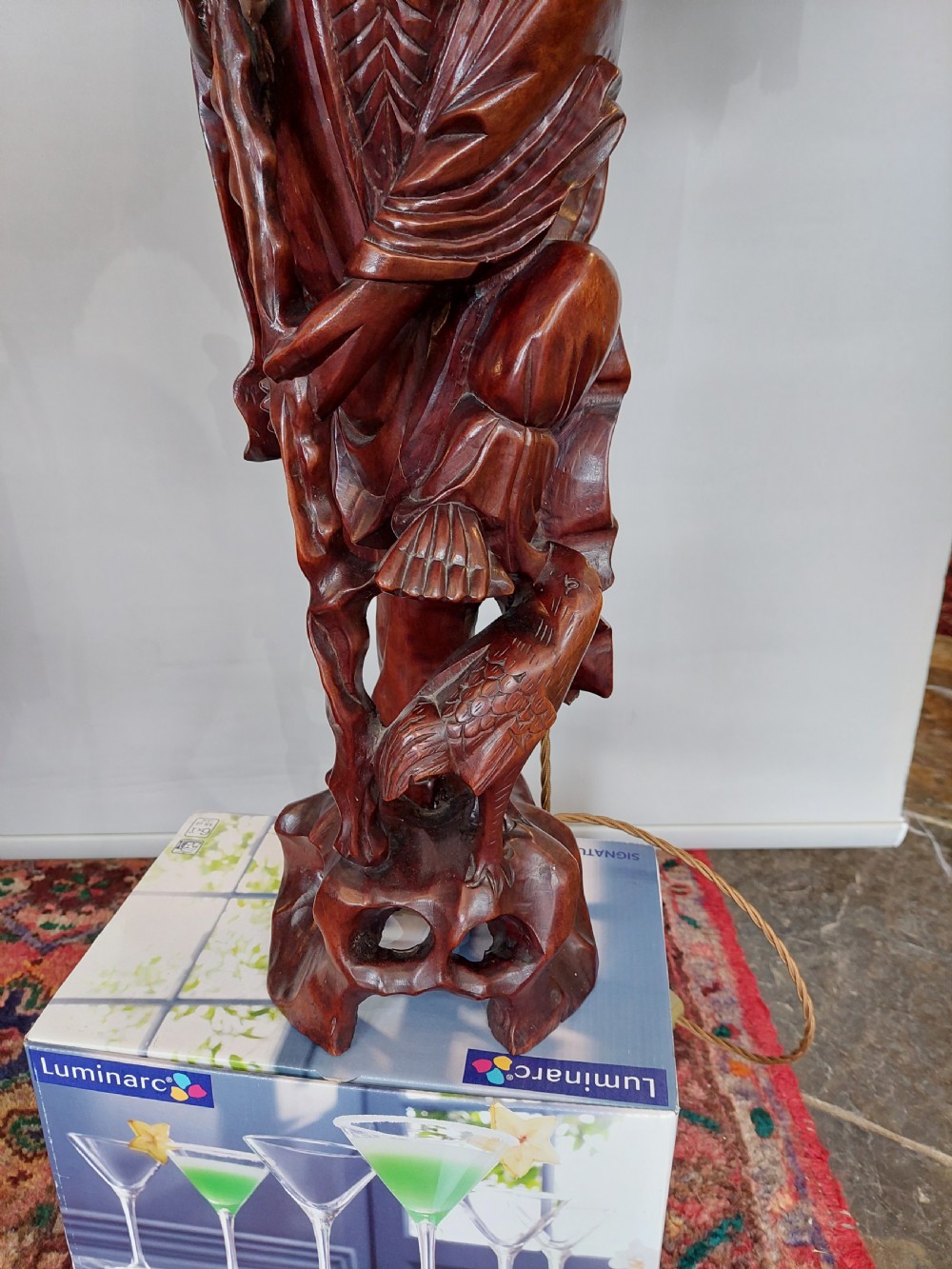 Pair of Chinese Carved Rootwood Figural Lamp Bases View IV