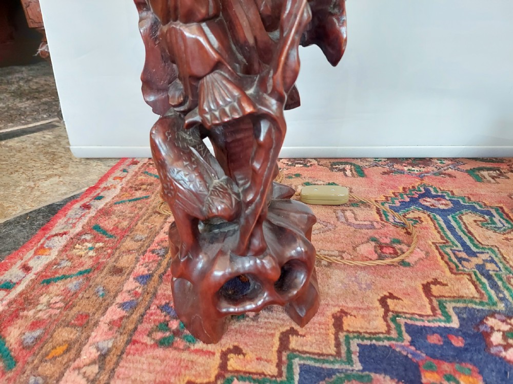 Pair of Chinese Carved Rootwood Figural Lamp Bases View VIII