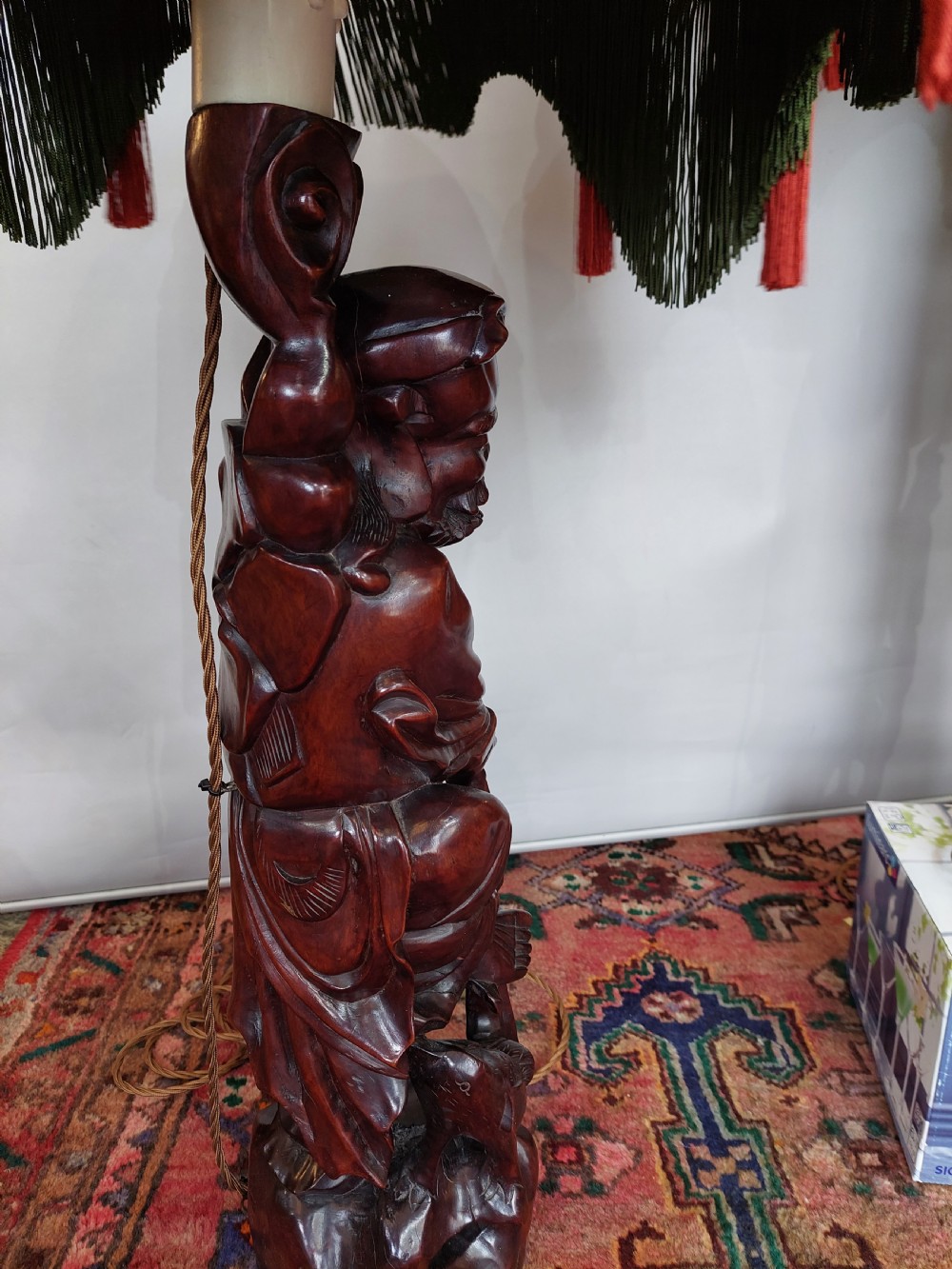 Pair of Chinese Carved Rootwood Figural Lamp Bases View X