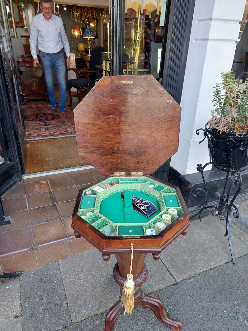 Victorian Rosewood Octagonal Needlework Table View II
