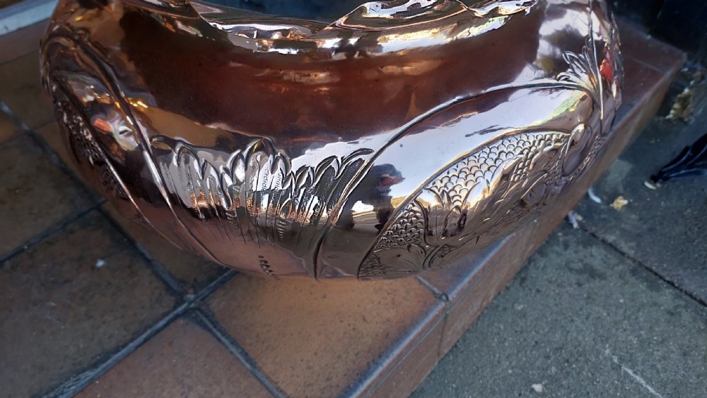 Impressive Art Nouveau Copper Jardinierre  View IX