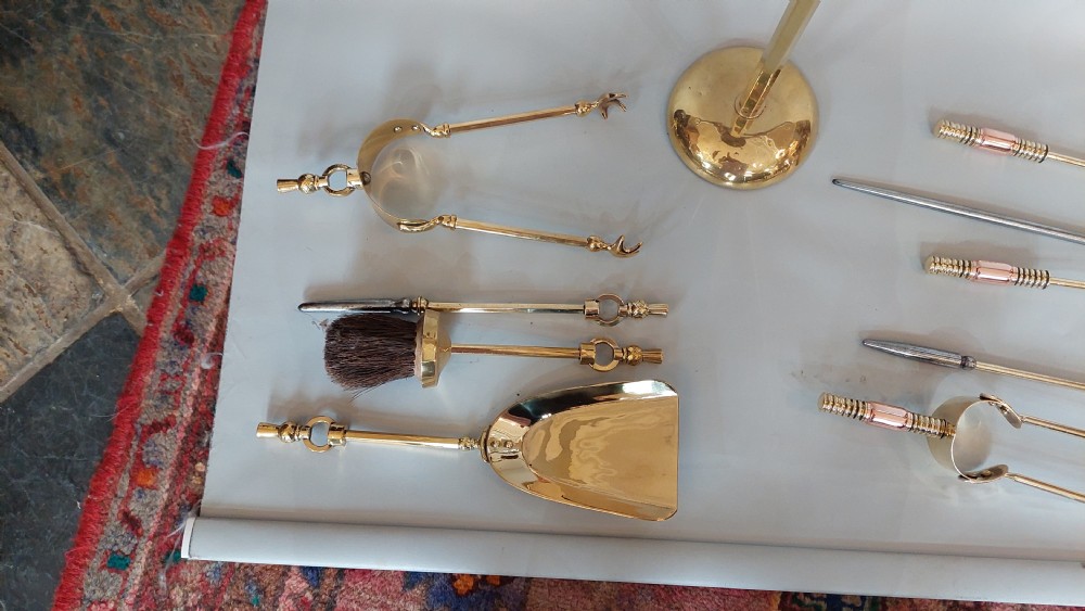 Edwardian Brass Fireside Tool Set View V