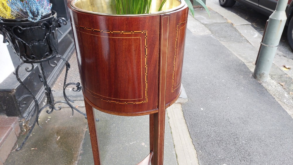 Edwardian Mahogany and Inlaid Jardiniere Stand View VI