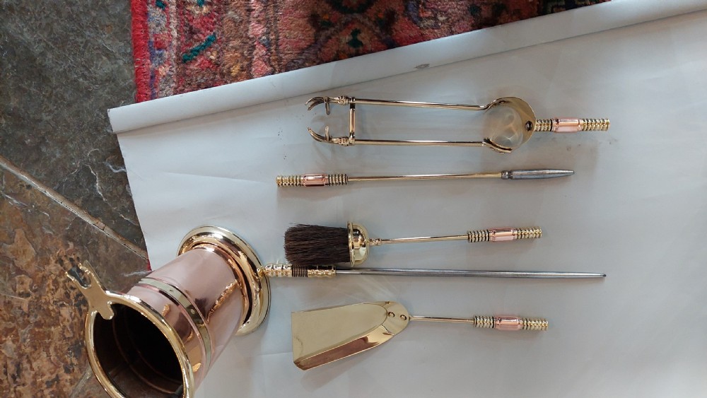 Edwardian Copper and Brass Fireside Companion Set View II