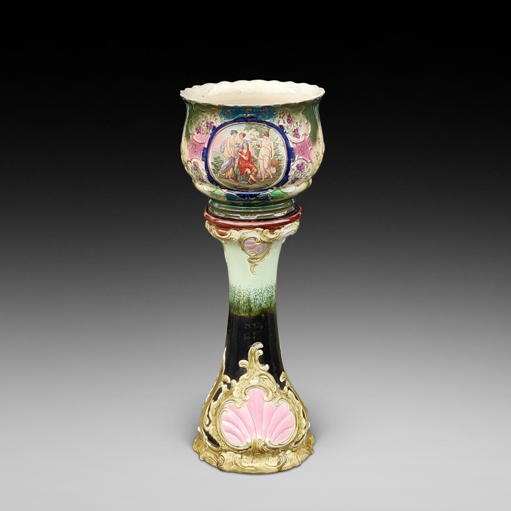 Victorian Staffordshire Pottery Jardiniere on Majolica Stand