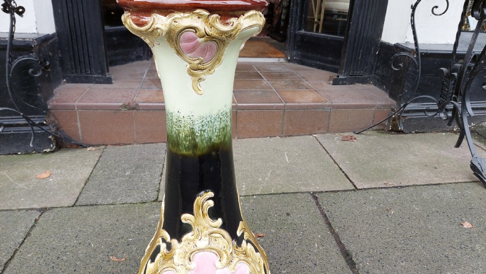 Victorian Staffordshire Pottery Jardiniere on Majolica Stand View IV
