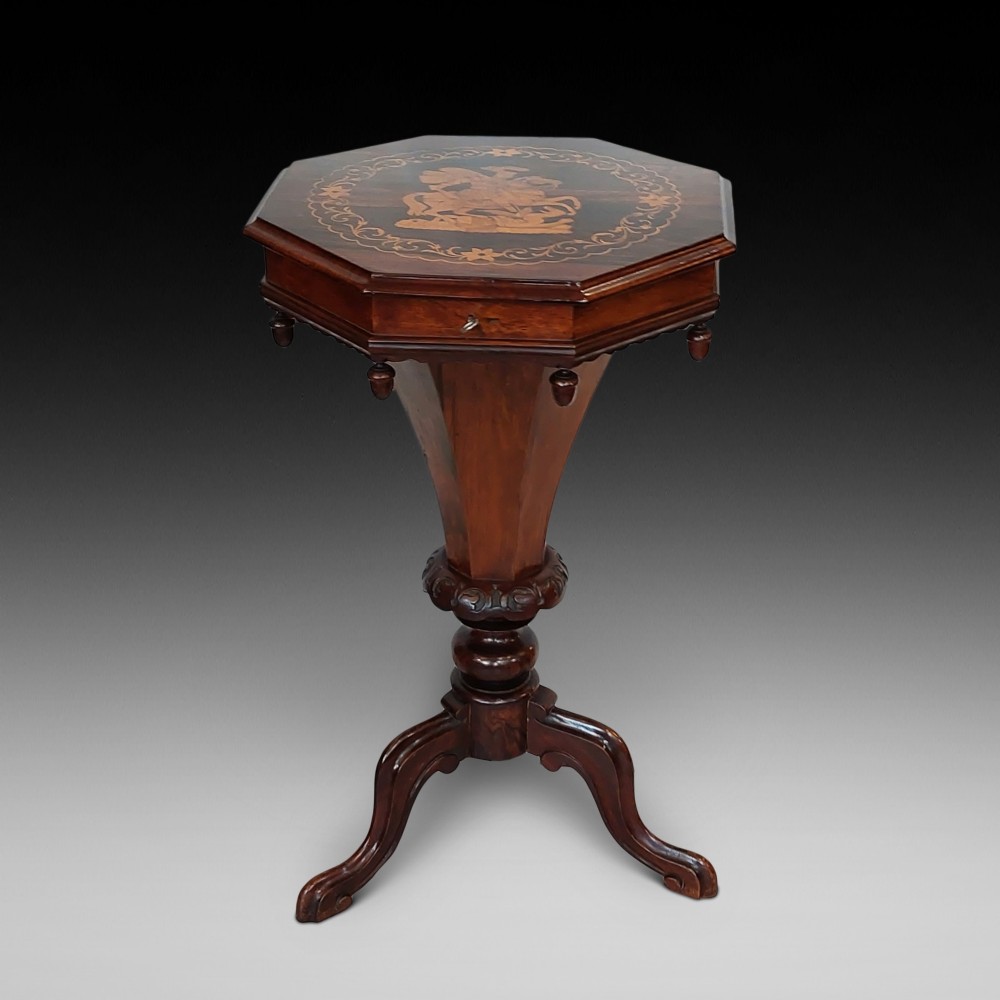 Victorian Rosewood Octagonal Needlework Table