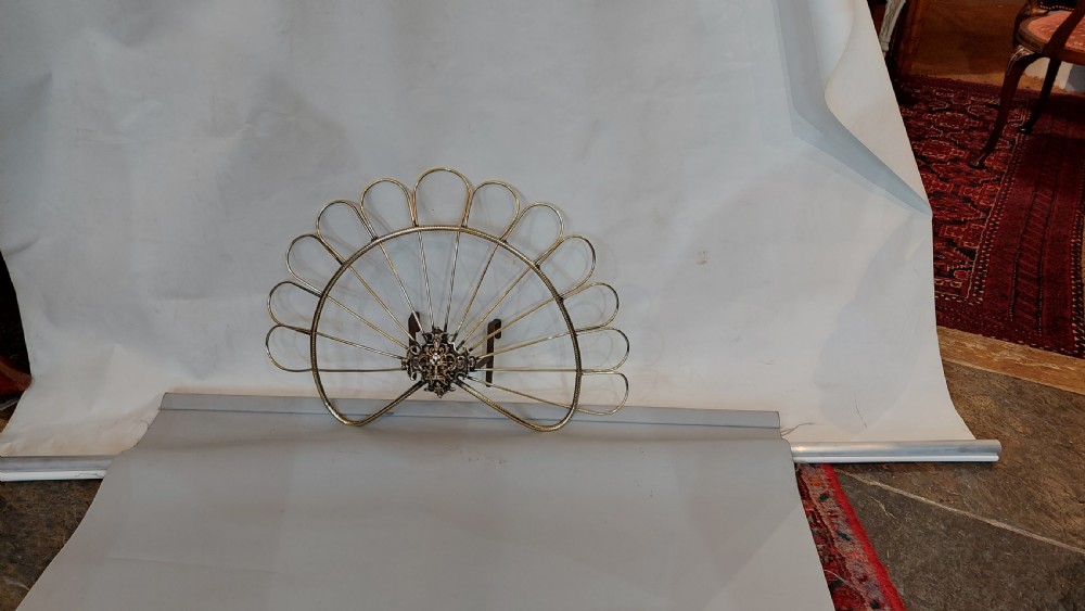 19thC Fan Shaped Brass Fire Spark Guard View V