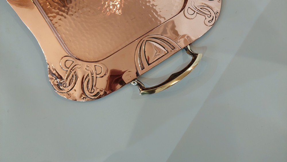 Secessionist (Art Nouveau) Hammered Copper Tray View II
