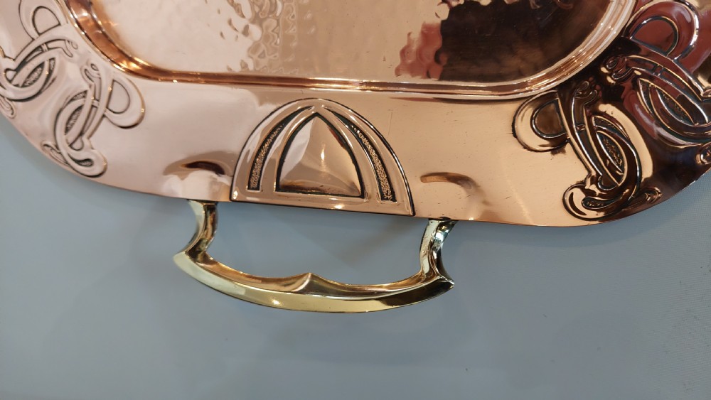 Secessionist (Art Nouveau) Hammered Copper Tray View VI