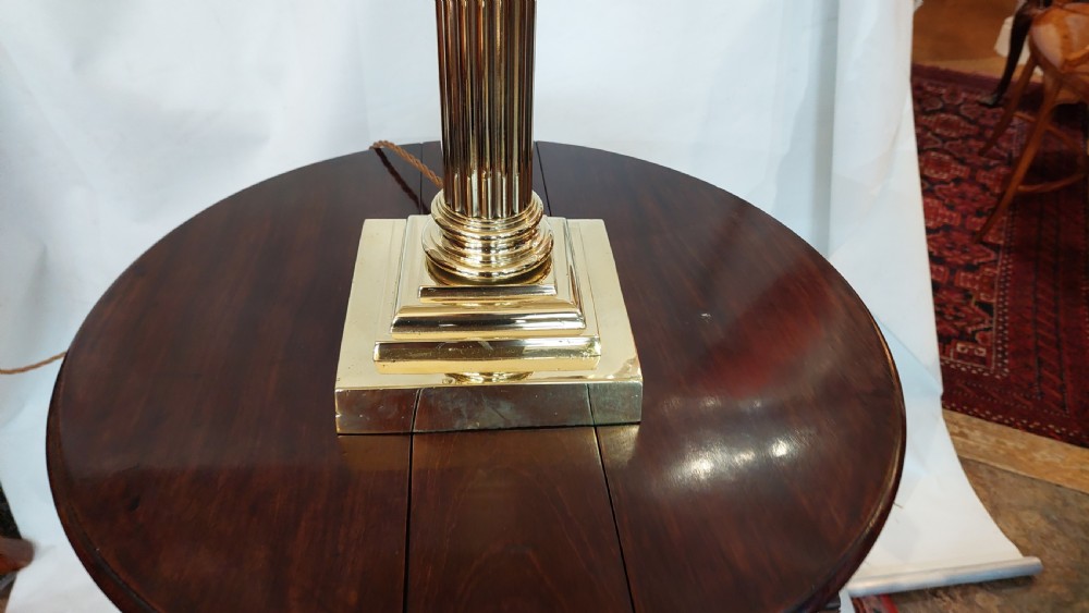 Edwardian Brass Corinthian Column Table Lamp  View II