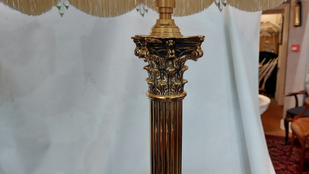 Edwardian Brass Corinthian Column Table Lamp  View IV