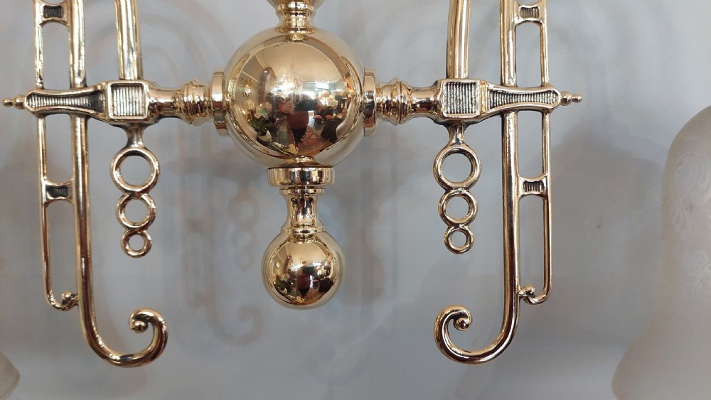 Edwardian Brass Twin Branch Lantern View V