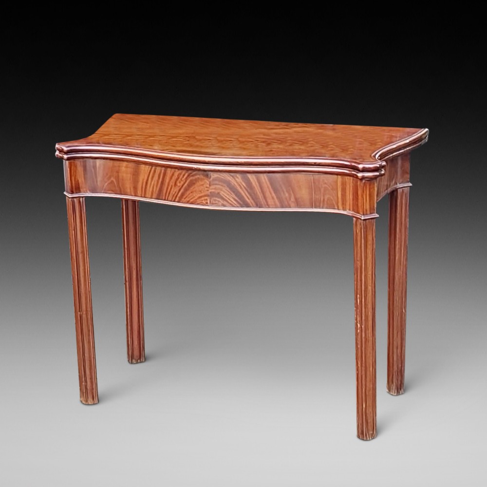 George II Figured Mahogany Card Table with Fold Over Top
