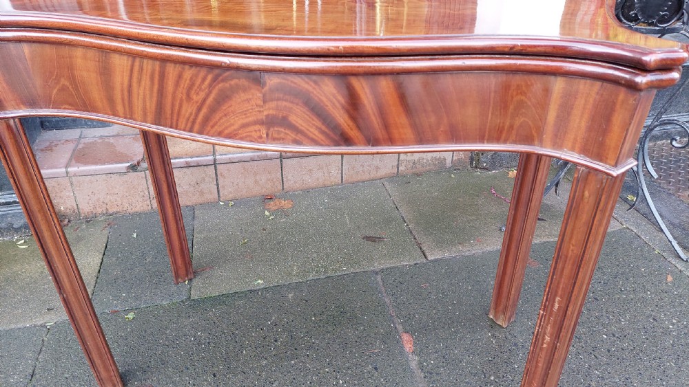 George II Figured Mahogany Card Table with Fold Over Top View V