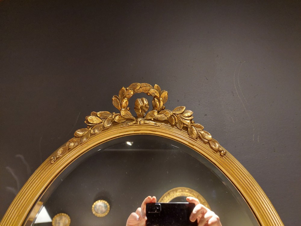Early 20thC Adam Style Gilt Wood Oval Wall Mirror View IV